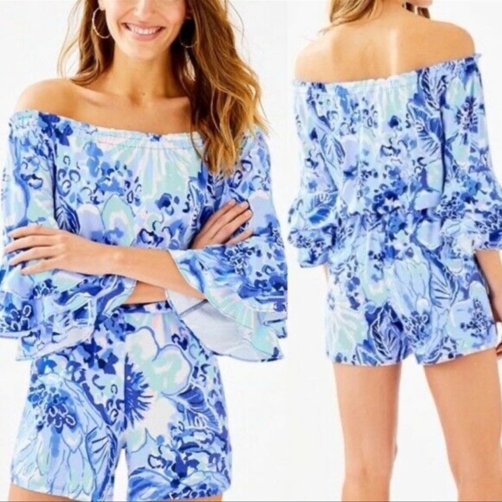 Lilly Pulitzer Coastal Catch Calla Romper sz sm EUC